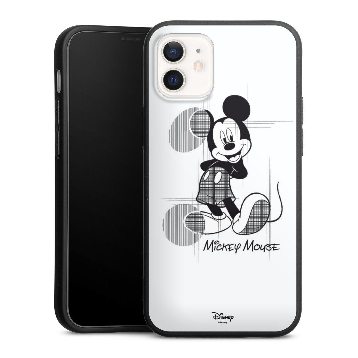 iPhone 12 mini Handy Premium Silikon Hülle Handyhülle schwarz Case Disney Official Licensed Product Mickey Mouse Silikon Premium Case