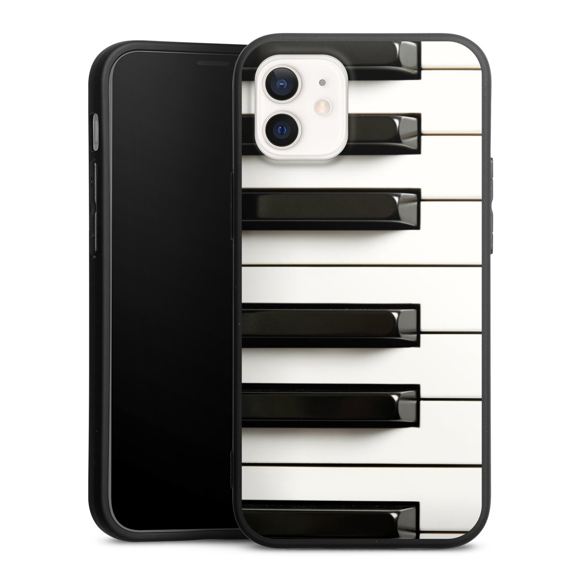 iPhone 12 mini Handy Premium Silikon Hülle Handyhülle schwarz Case Klavier Piano Music Silikon Premium Case