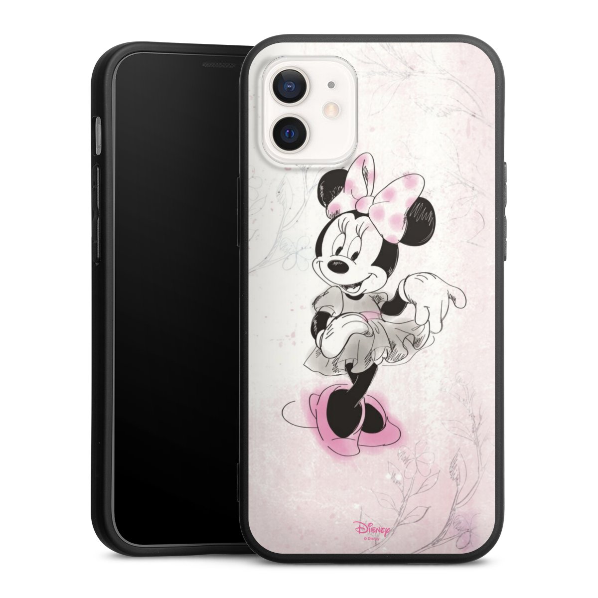 iPhone 12 mini Handy Premium Silikon Hülle Handyhülle schwarz Case Disney Minnie Mouse Vintage Silikon Premium Case