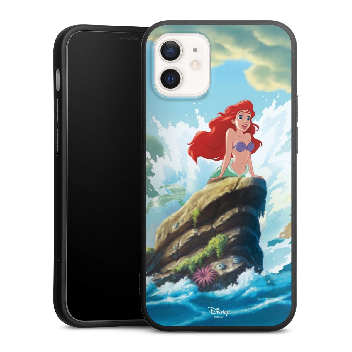 iPhone 12 mini Handy Premium Silikon Hülle Handyhülle schwarz Case Mermaid Arielle Die Meerjungfrau Official Licensed Product Silikon Premium Case