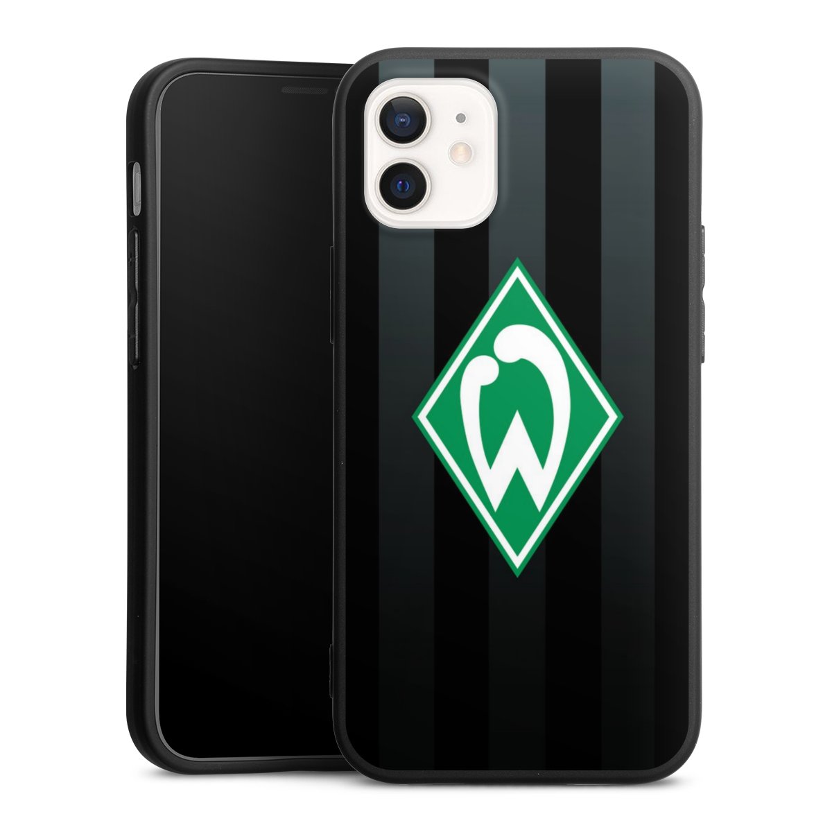 iPhone 12 mini Handy Premium Silikon Hülle Handyhülle schwarz Case Stripes Sv Werder Bremen Official Licensed Product Silikon Premium Case