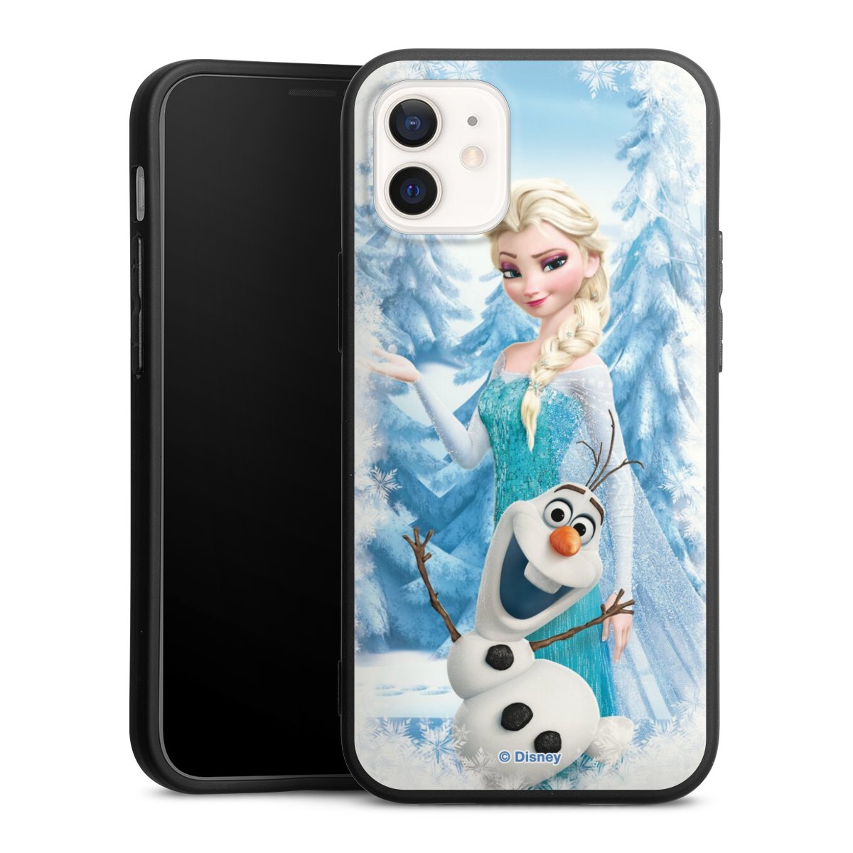 iPhone 12 mini Handy Premium Silikon Hülle Handyhülle schwarz Case Official Licensed Product Frozen Elsa Disney Silikon Premium Case