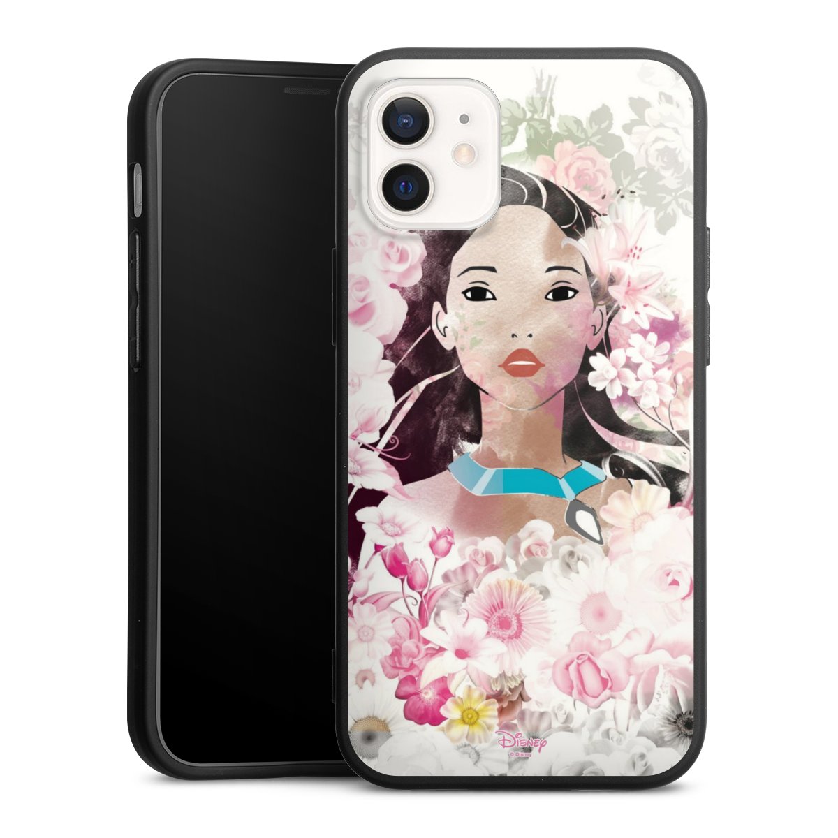 iPhone 12 mini Handy Premium Silikon Hülle Handyhülle schwarz Case Pocahontas Official Licensed Product Disney Silikon Premium Case