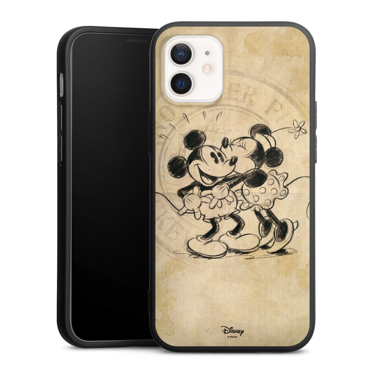 iPhone 12 mini Handy Premium Silikon Hülle Handyhülle schwarz Case Mickey Mouse Vintage Minnie Mouse Silikon Premium Case