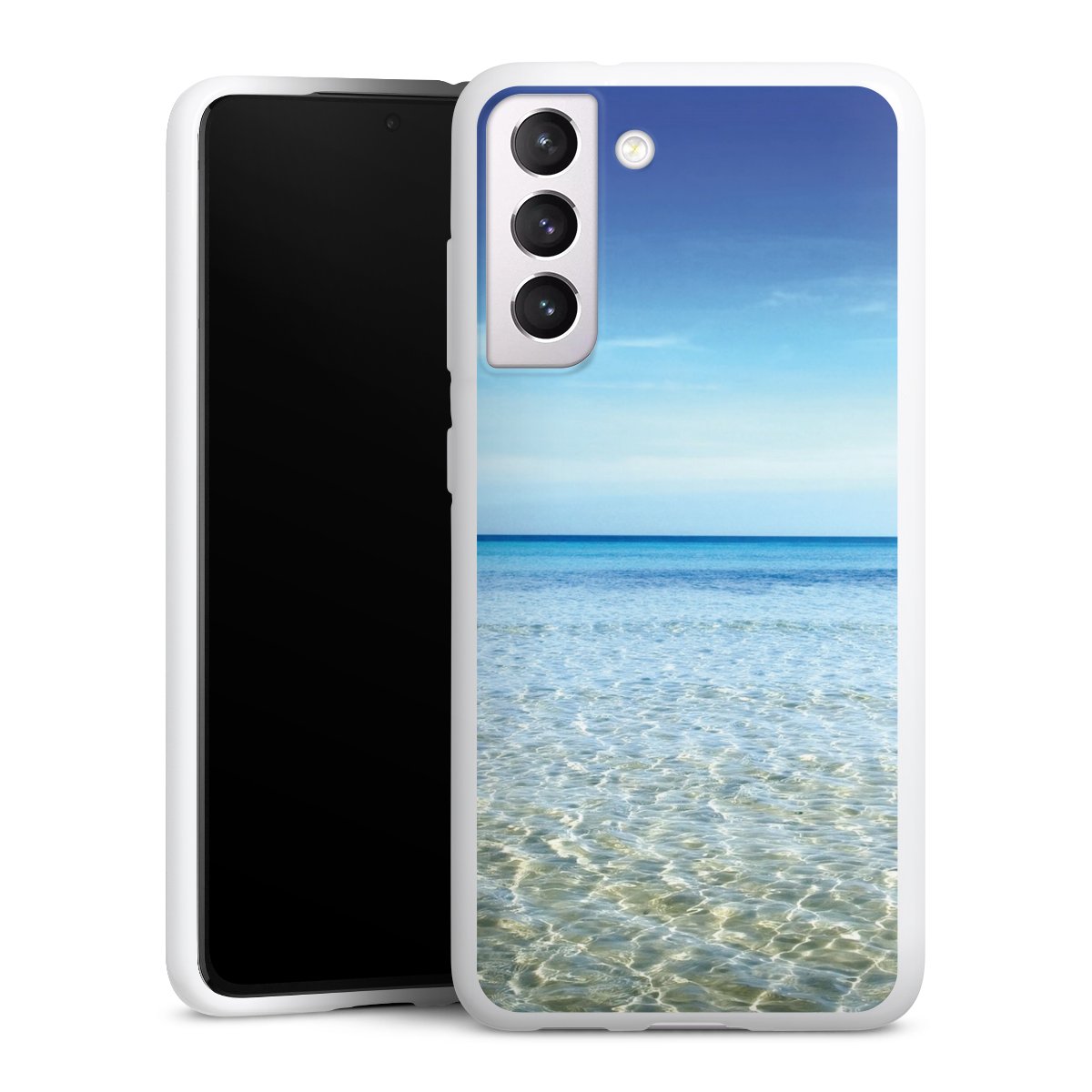 Galaxy S21 FE 5G Handy Silikon Hülle Case weiß Handyhülle Urlaub Sky Ocean Silikon Case