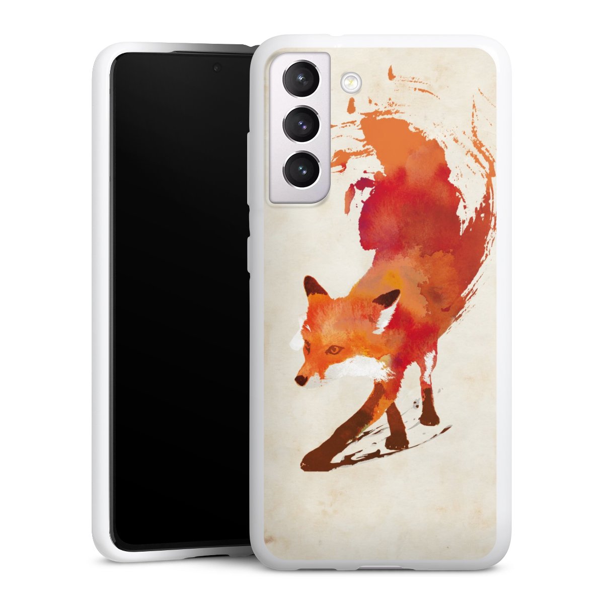 Galaxy S21 FE 5G Handy Silikon Hülle Case weiß Handyhülle Fox Graphic Silikon Case