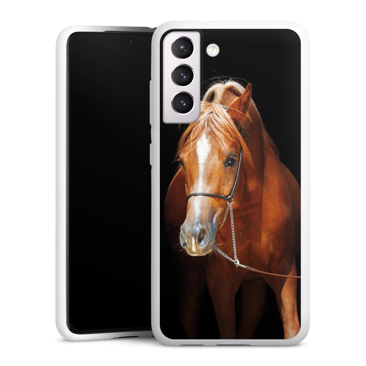 Galaxy S21 FE 5G Handy Silikon Hülle Case weiß Handyhülle Mare Horse Hobby Silikon Case