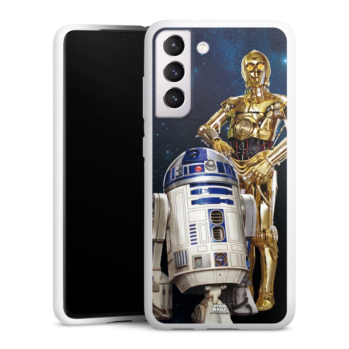 Galaxy S21 FE 5G Handy Silikon Hülle Case weiß Handyhülle Weltall Star Wars R2d2 Silikon Case