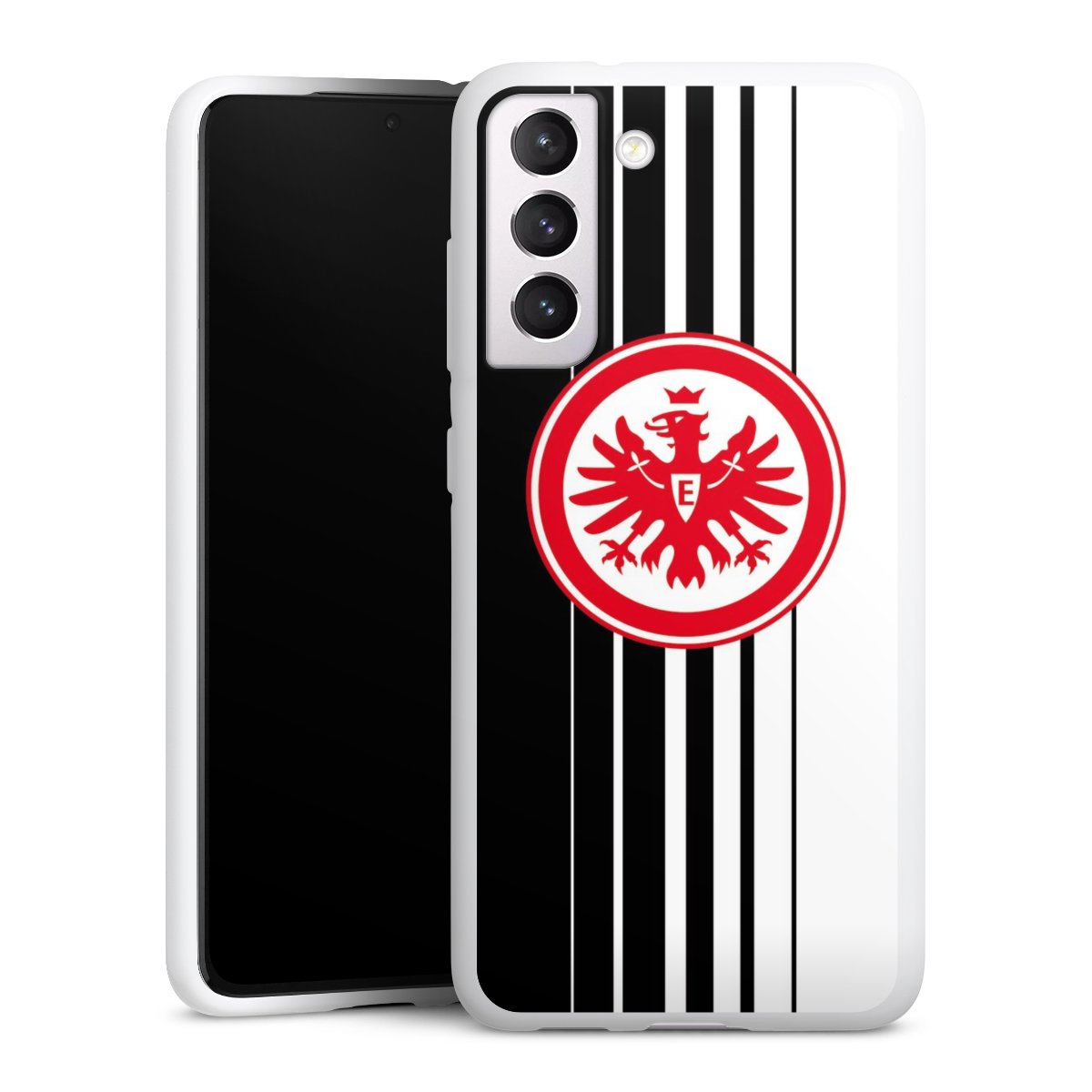 Galaxy S21 FE 5G Handy Silikon Hülle Case weiß Handyhülle Stripes Eintracht Frankfurt Official Licensed Product Silikon Case