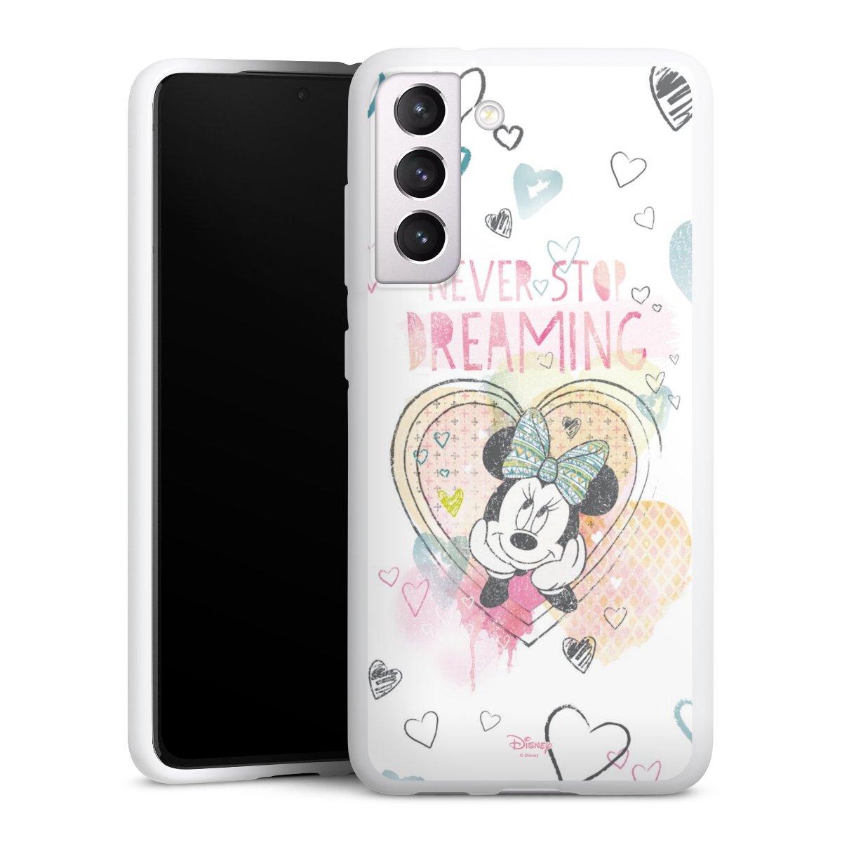 Galaxy S21 FE 5G Handy Silikon Hülle Case weiß Handyhülle Disney Official Licensed Product Minnie Mouse Silikon Case