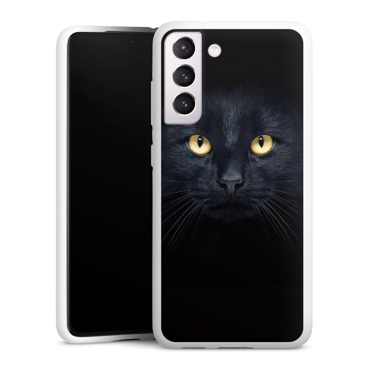 Galaxy S21 FE 5G Handy Silikon Hülle Case weiß Handyhülle Eye Cat Black Silikon Case