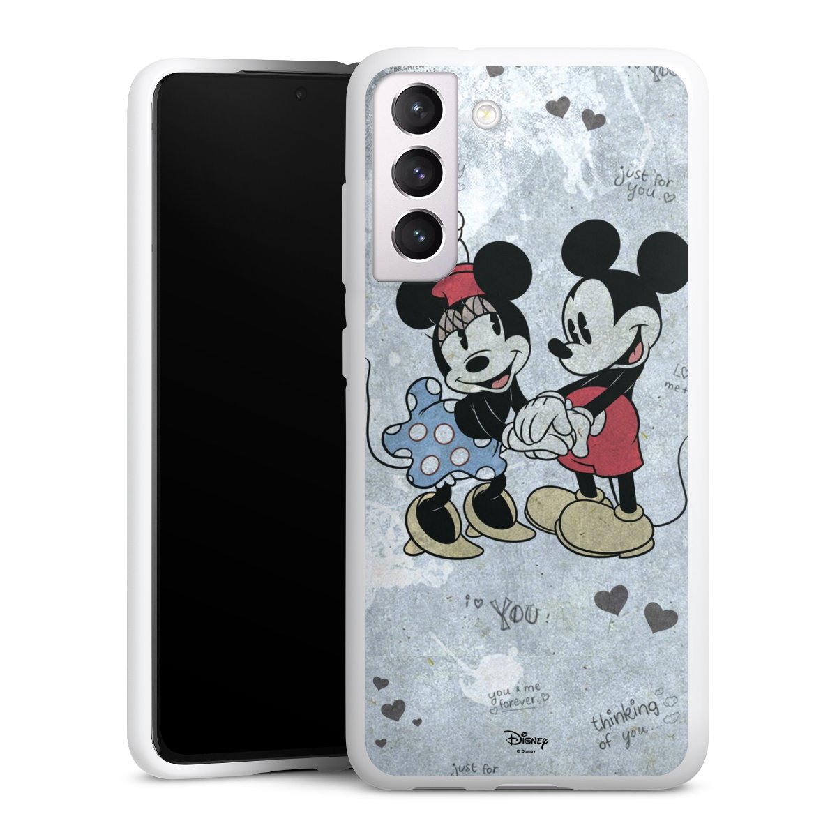 Galaxy S21 FE 5G Handy Silikon Hülle Case weiß Handyhülle Mickey & Minnie Mouse Vintage Disney Silikon Case