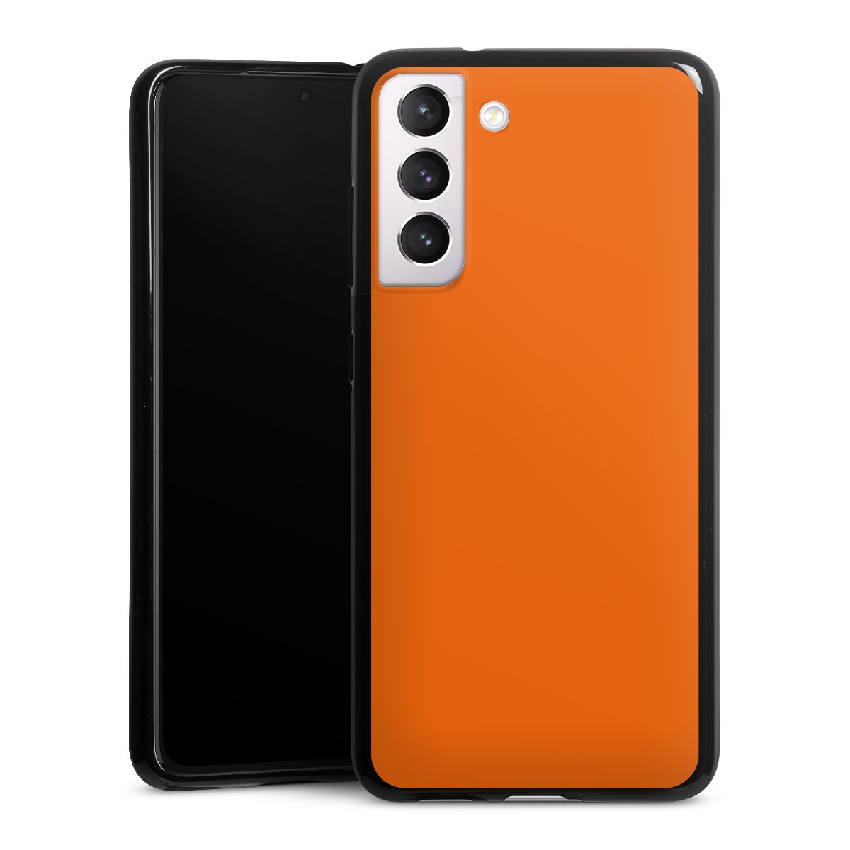 Galaxy S21 FE 5G Handy Silikon Hülle Case schwarz Handyhülle Orange Colour Unicoloured