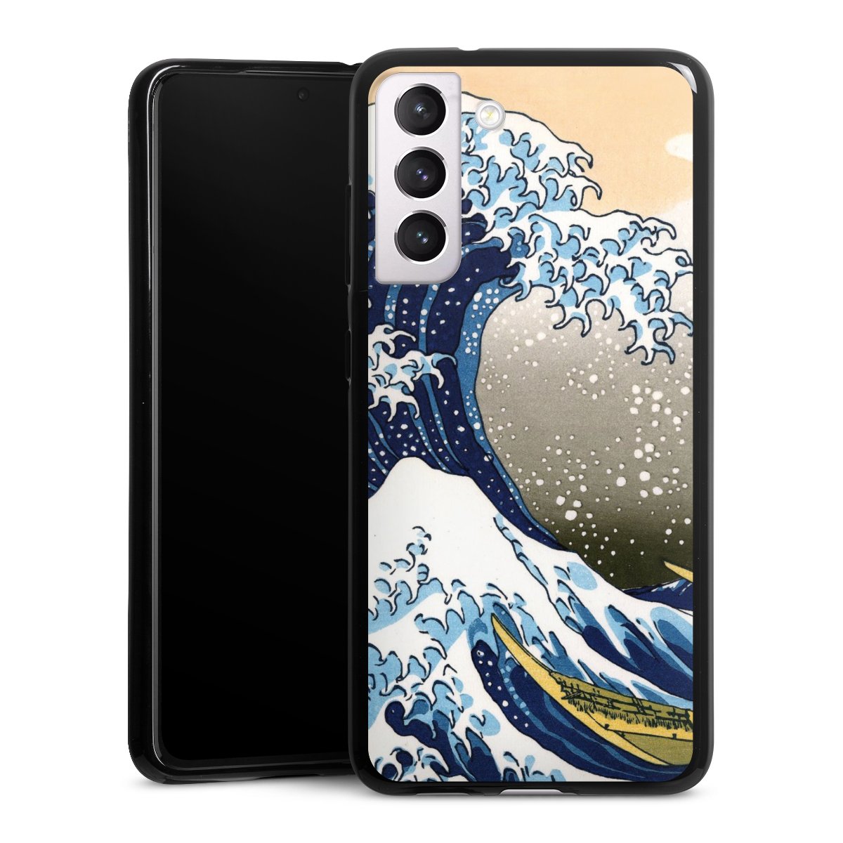 Galaxy S21 FE 5G Handy Silikon Hülle Case schwarz Handyhülle Kunst Katsushika Hokusai Die Große Welle Vor Kanagawa