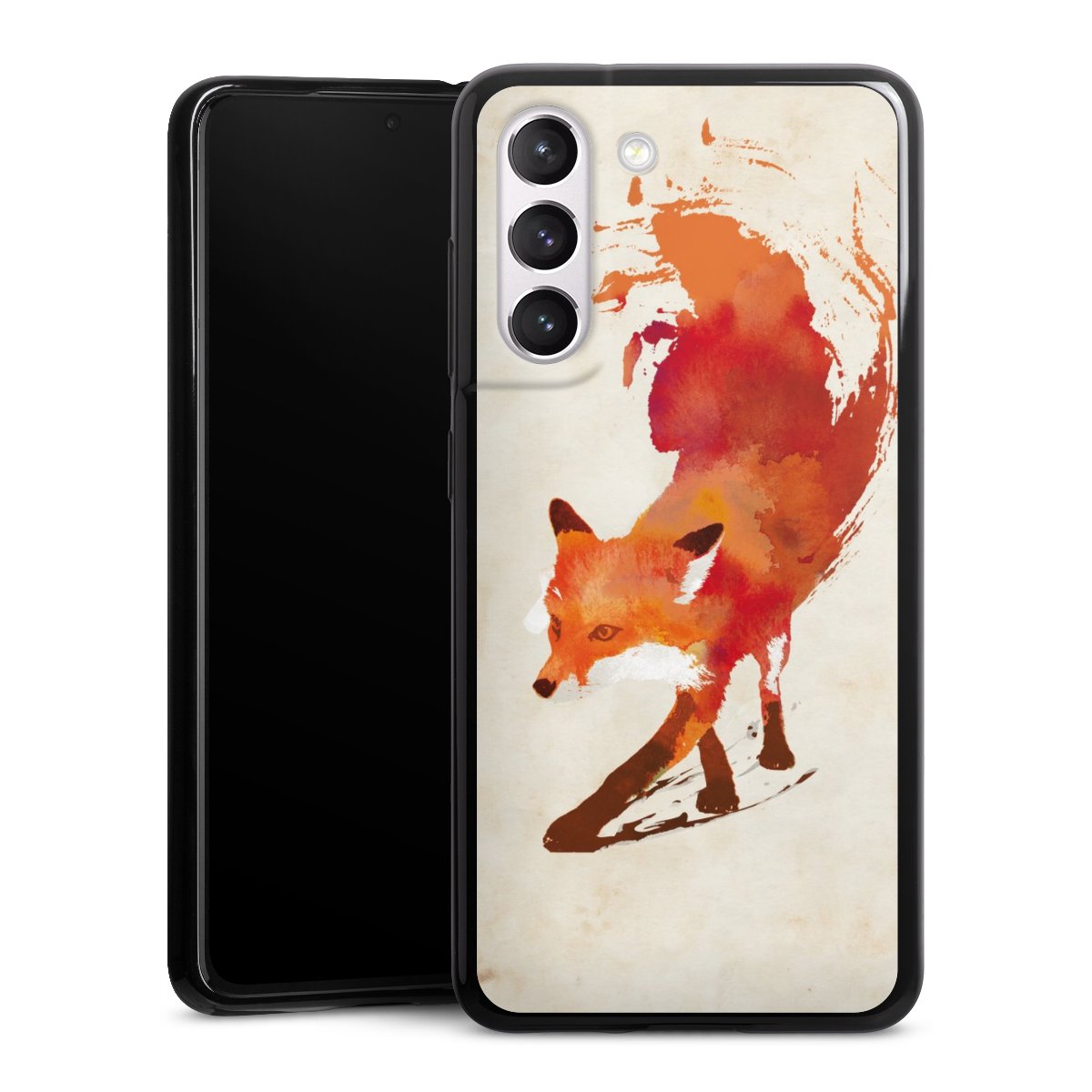 Galaxy S21 FE 5G Handy Silikon Hülle Case schwarz Handyhülle Fox Graphic