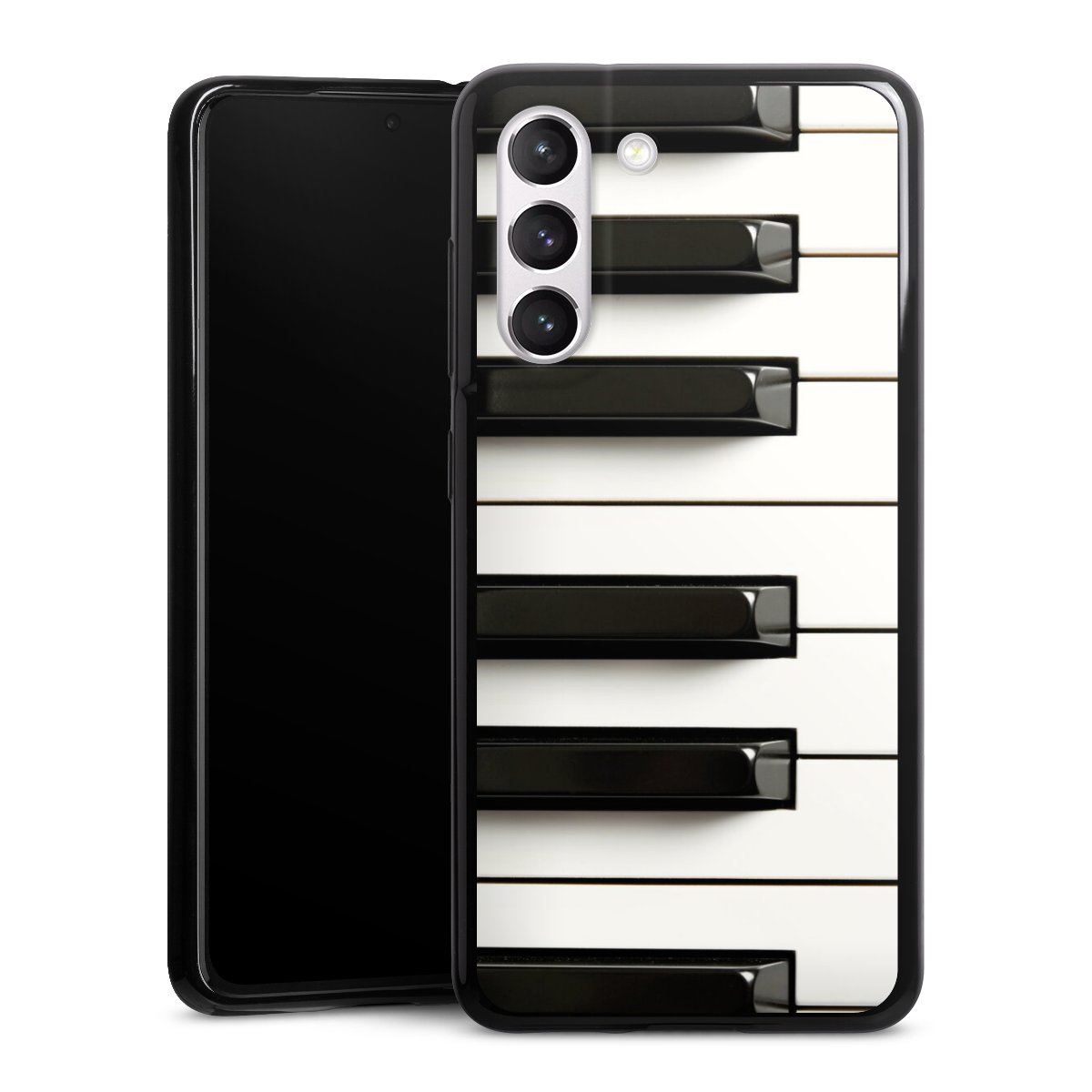 Galaxy S21 FE 5G Handy Silikon Hülle Case schwarz Handyhülle Klavier Piano Music