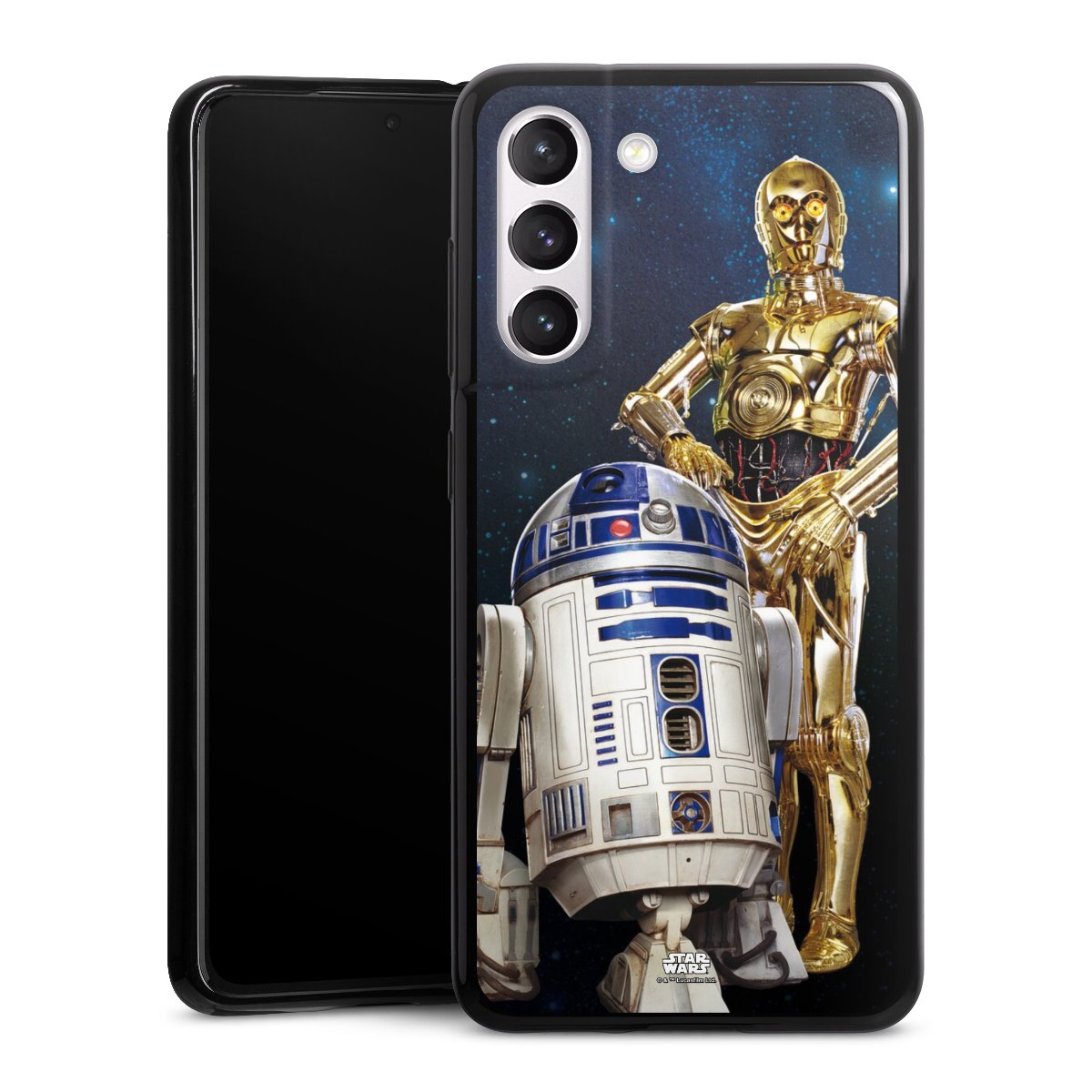 Galaxy S21 FE 5G Handy Silikon Hülle Case schwarz Handyhülle Weltall Star Wars R2d2