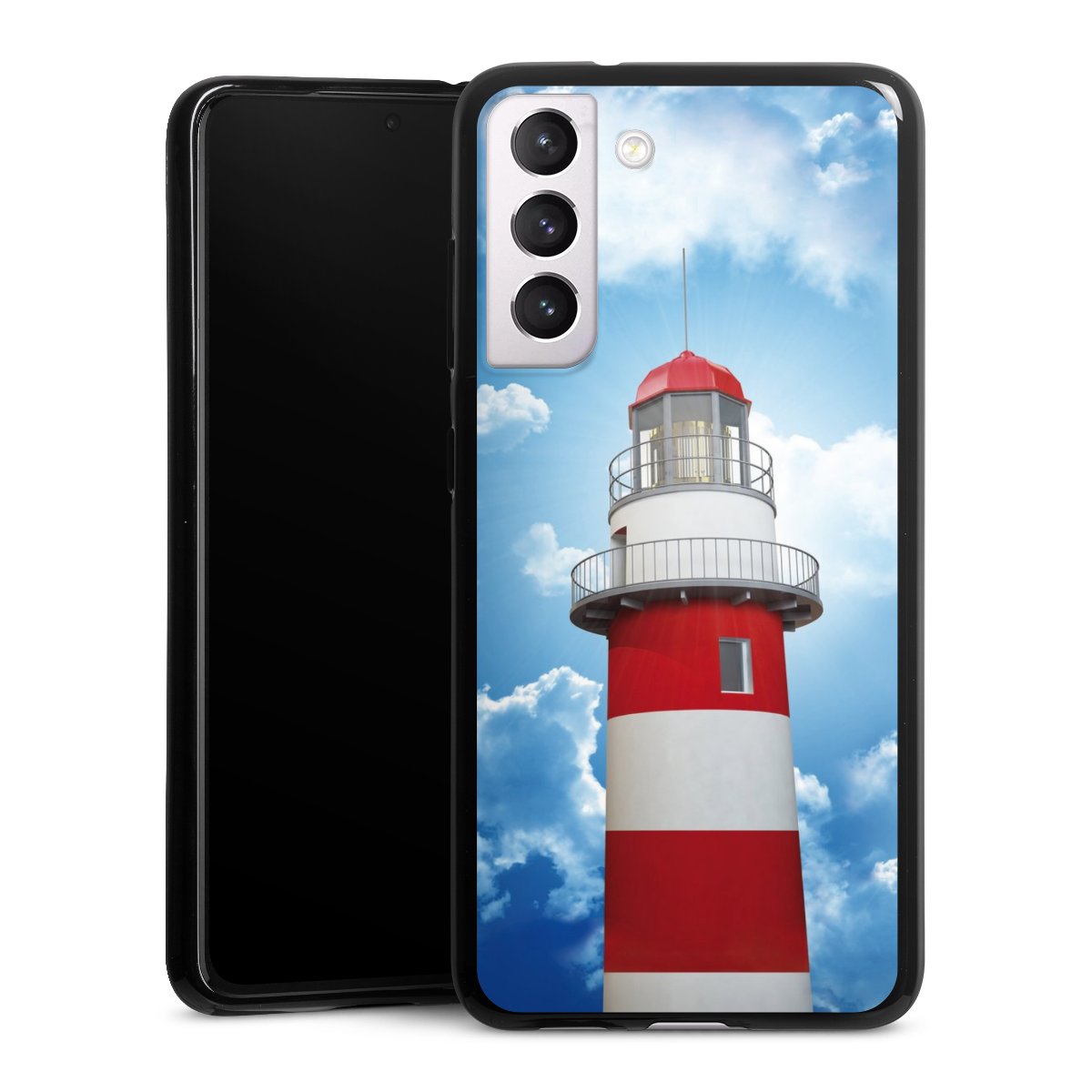 Galaxy S21 FE 5G Handy Silikon Hülle Case schwarz Handyhülle Lighthouse Sky Cloud