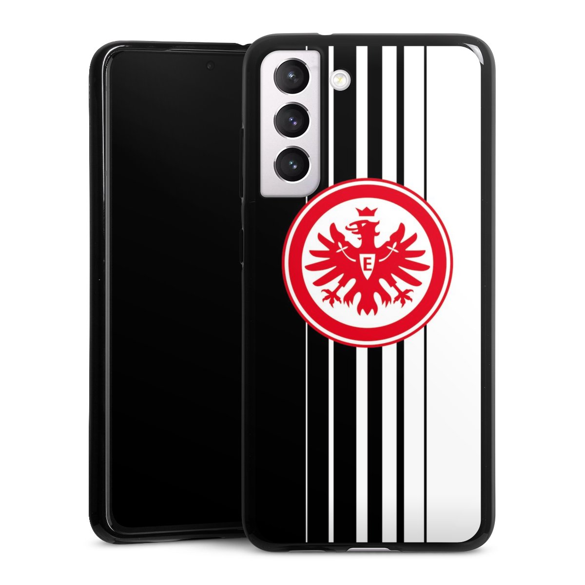 Galaxy S21 FE 5G Handy Silikon Hülle Case schwarz Handyhülle Stripes Eintracht Frankfurt Official Licensed Product