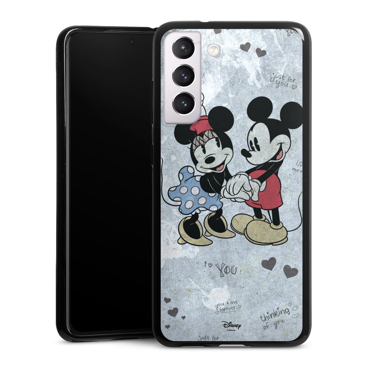 Galaxy S21 FE 5G Handy Silikon Hülle Case schwarz Handyhülle Mickey & Minnie Mouse Vintage Disney