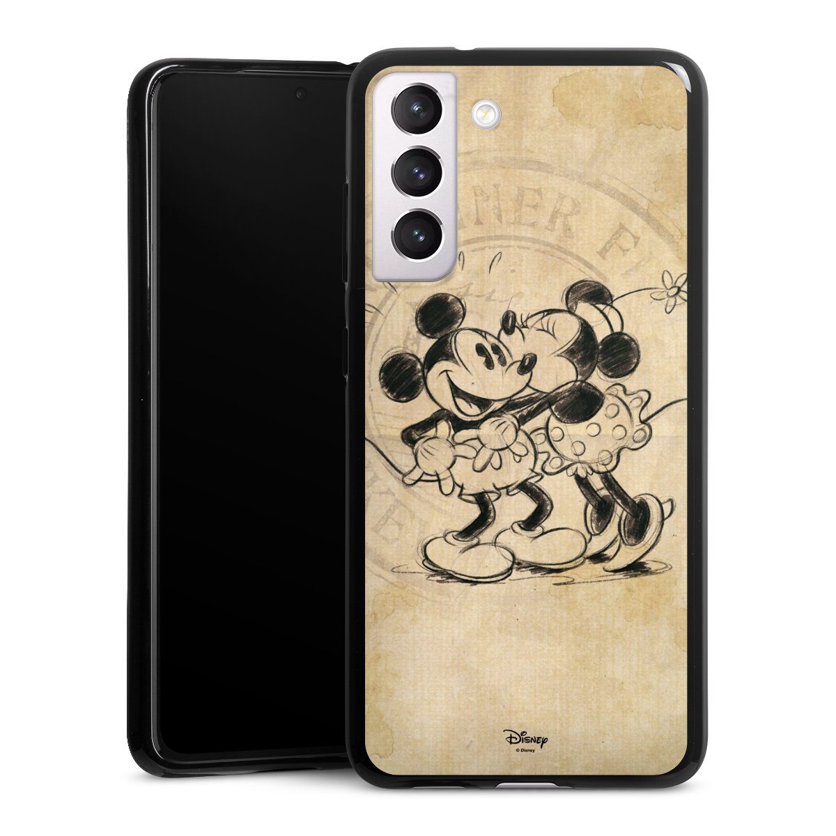 Galaxy S21 FE 5G Handy Silikon Hülle Case schwarz Handyhülle Mickey Mouse Vintage Minnie Mouse