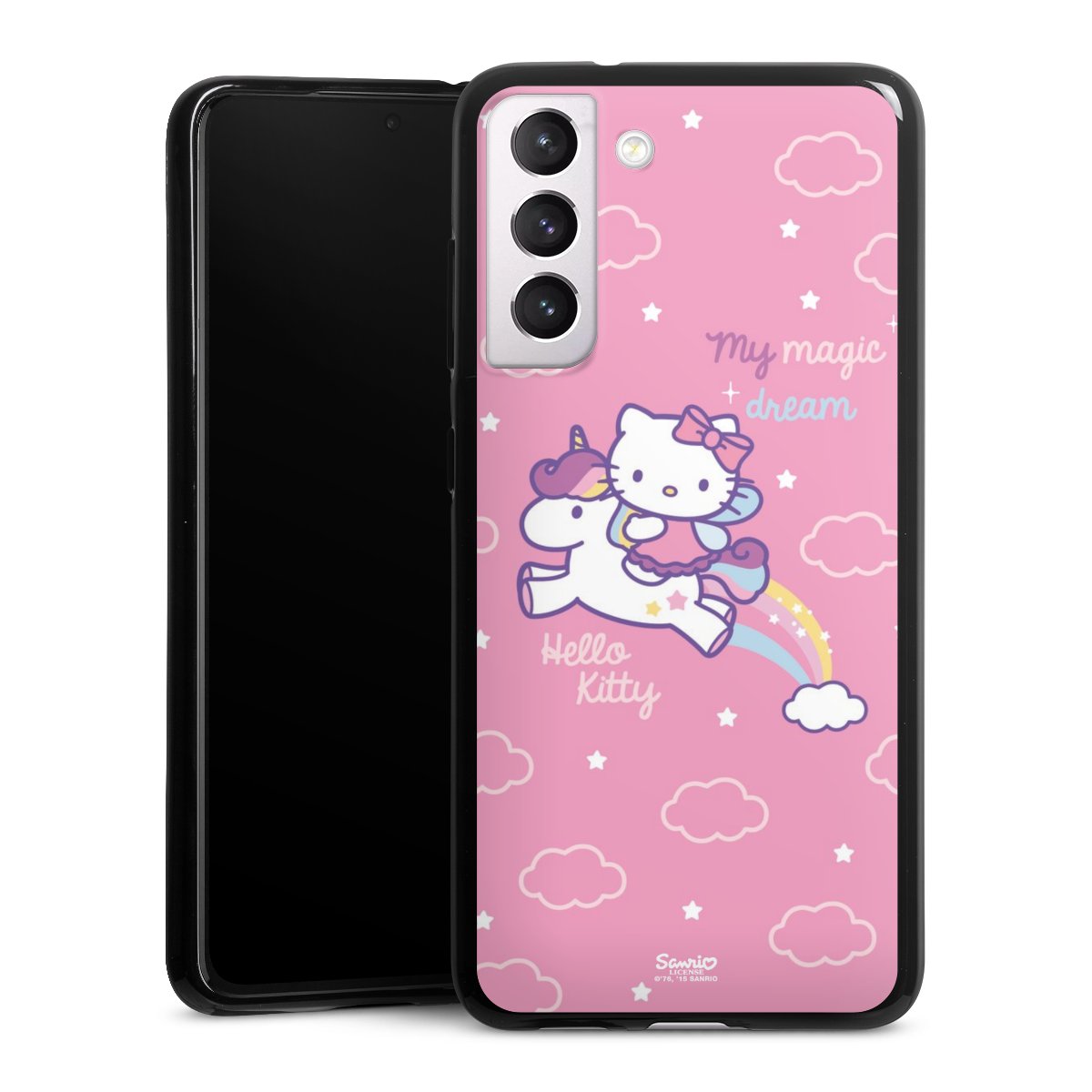 Galaxy S21 FE 5G Handy Silikon Hülle Case schwarz Handyhülle Einhorn Official Licensed Product Hello Kitty