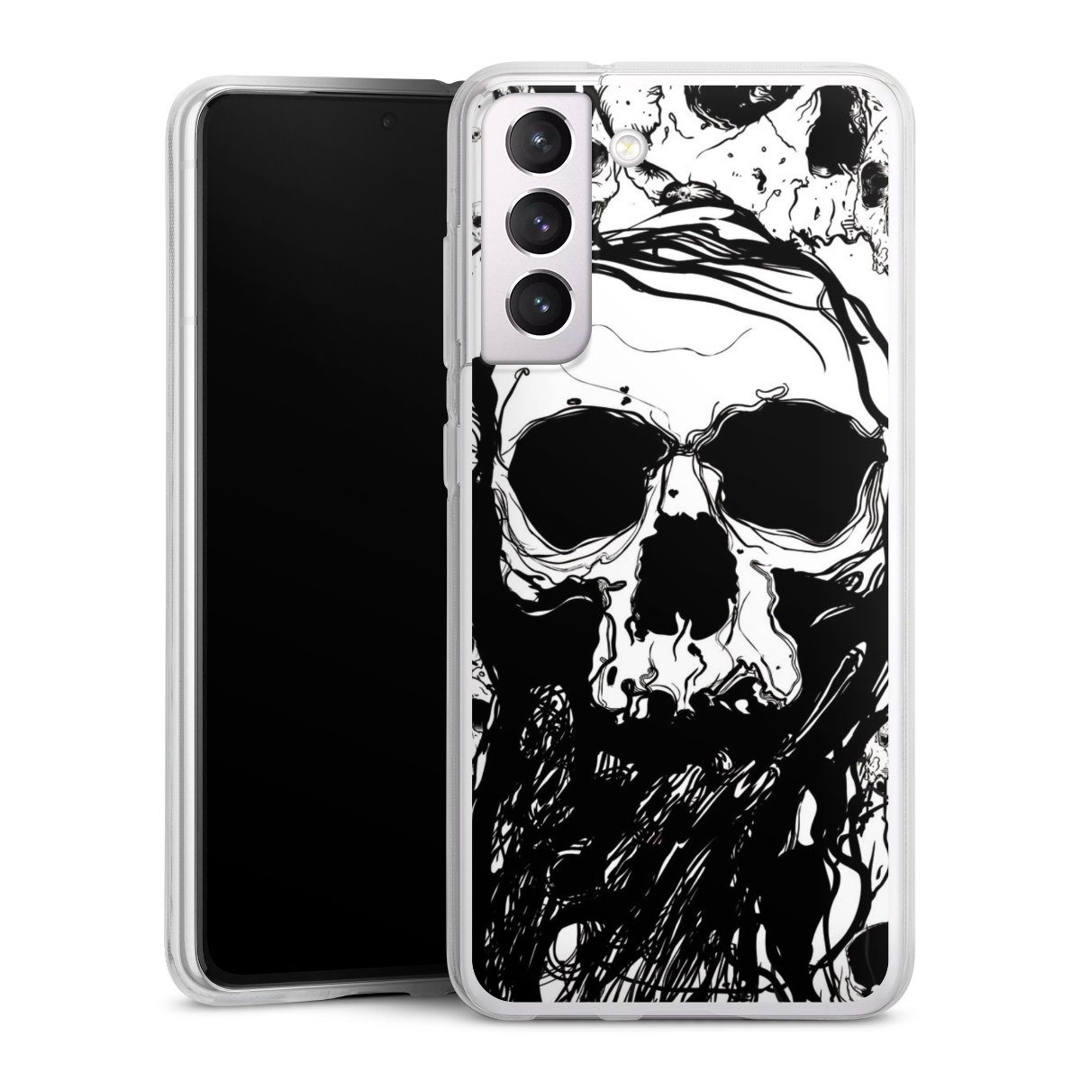 Galaxy S21 FE 5G Handy Silikon Hülle Case transparent Handyhülle Totenkopf Halloween Silikon Case