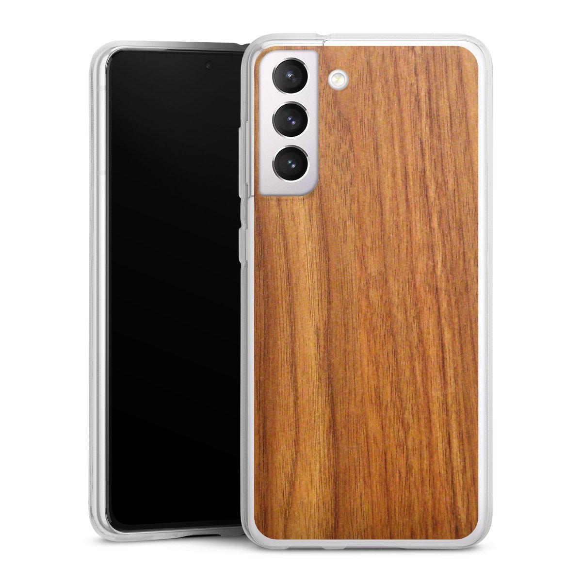 Galaxy S21 FE 5G Handy Silikon Hülle Case transparent Handyhülle Wood Larch Wooden Look Silikon Case