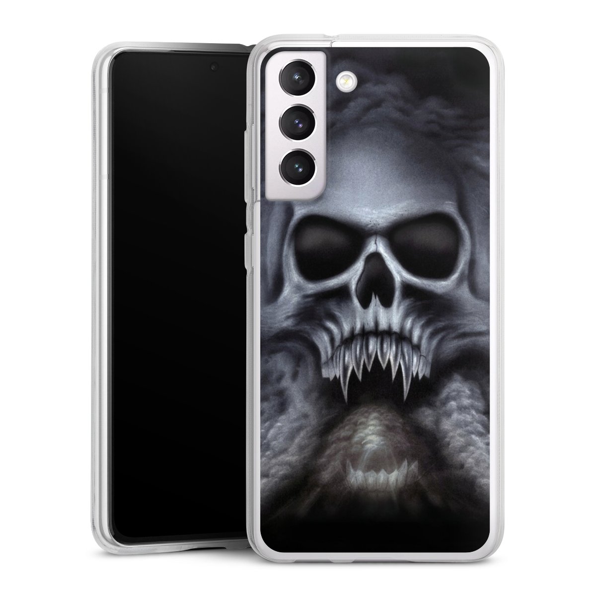 Galaxy S21 FE 5G Handy Silikon Hülle Case transparent Handyhülle Totenkopf Skull Silikon Case