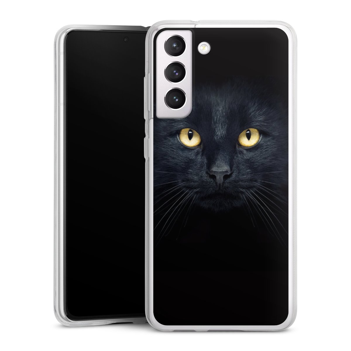 Galaxy S21 FE 5G Handy Silikon Hülle Case transparent Handyhülle Eye Cat Black Silikon Case