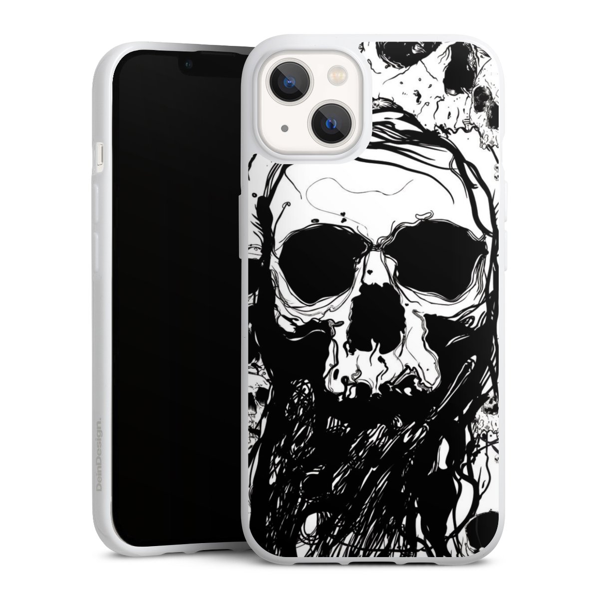 iPhone 13 Handy Silikon Hülle Case weiß Handyhülle Totenkopf Halloween Silikon Case