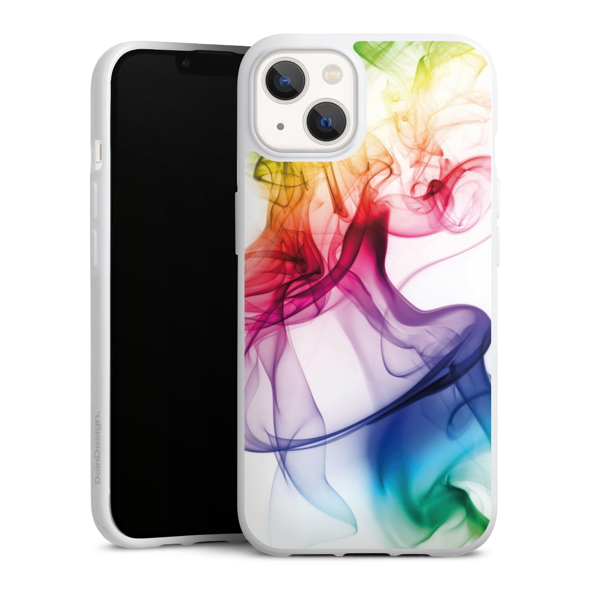 iPhone 13 Handy Silikon Hülle Case weiß Handyhülle Water Colour Rainbow Silikon Case