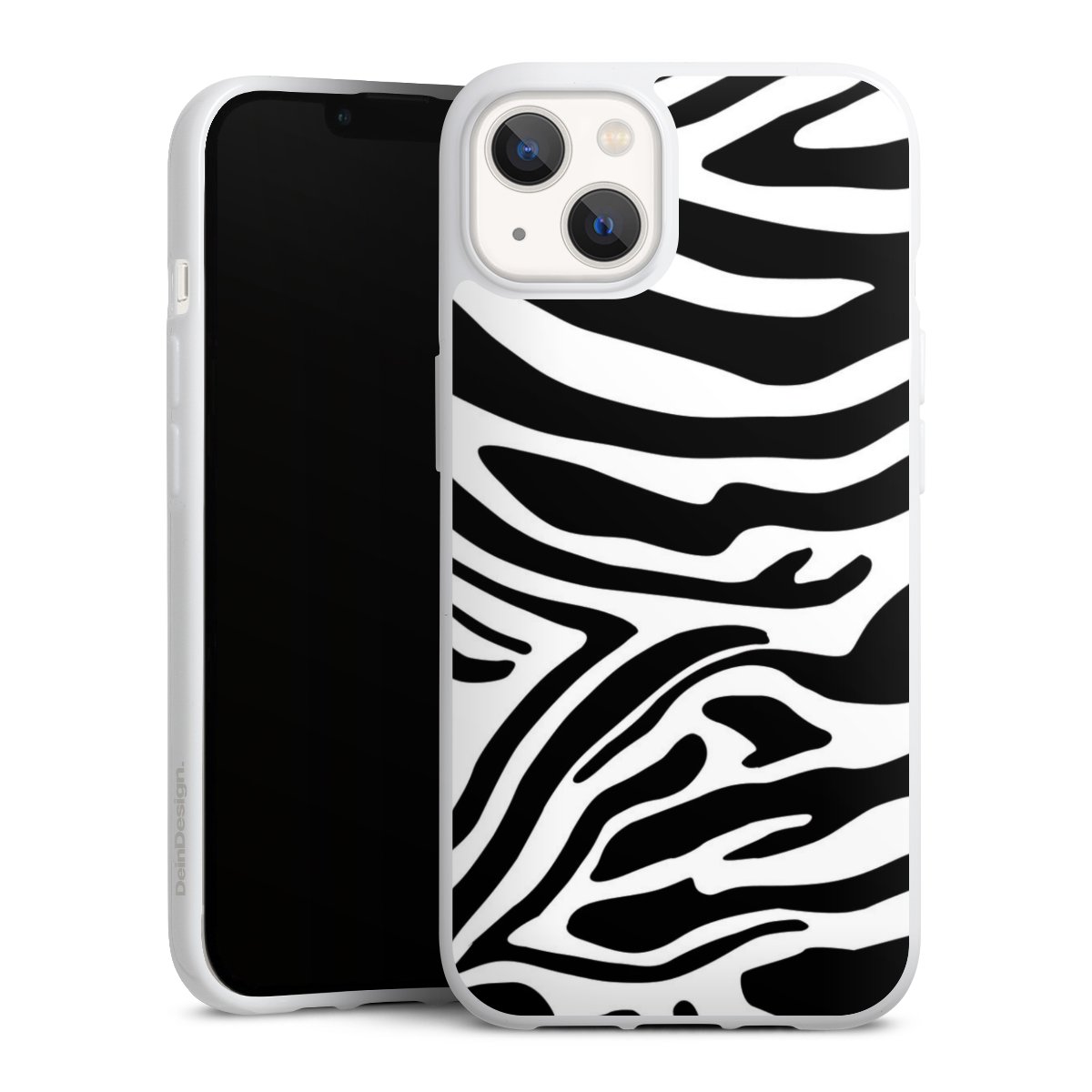 iPhone 13 Handy Silikon Hülle Case weiß Handyhülle Zebra Animal Look Animal Print Silikon Case