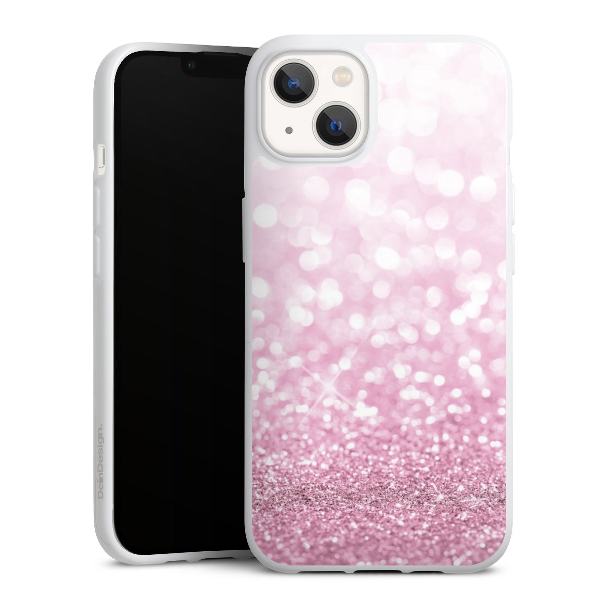 iPhone 13 Handy Silikon Hülle Case weiß Handyhülle Glitzer Pink Shine Silikon Case