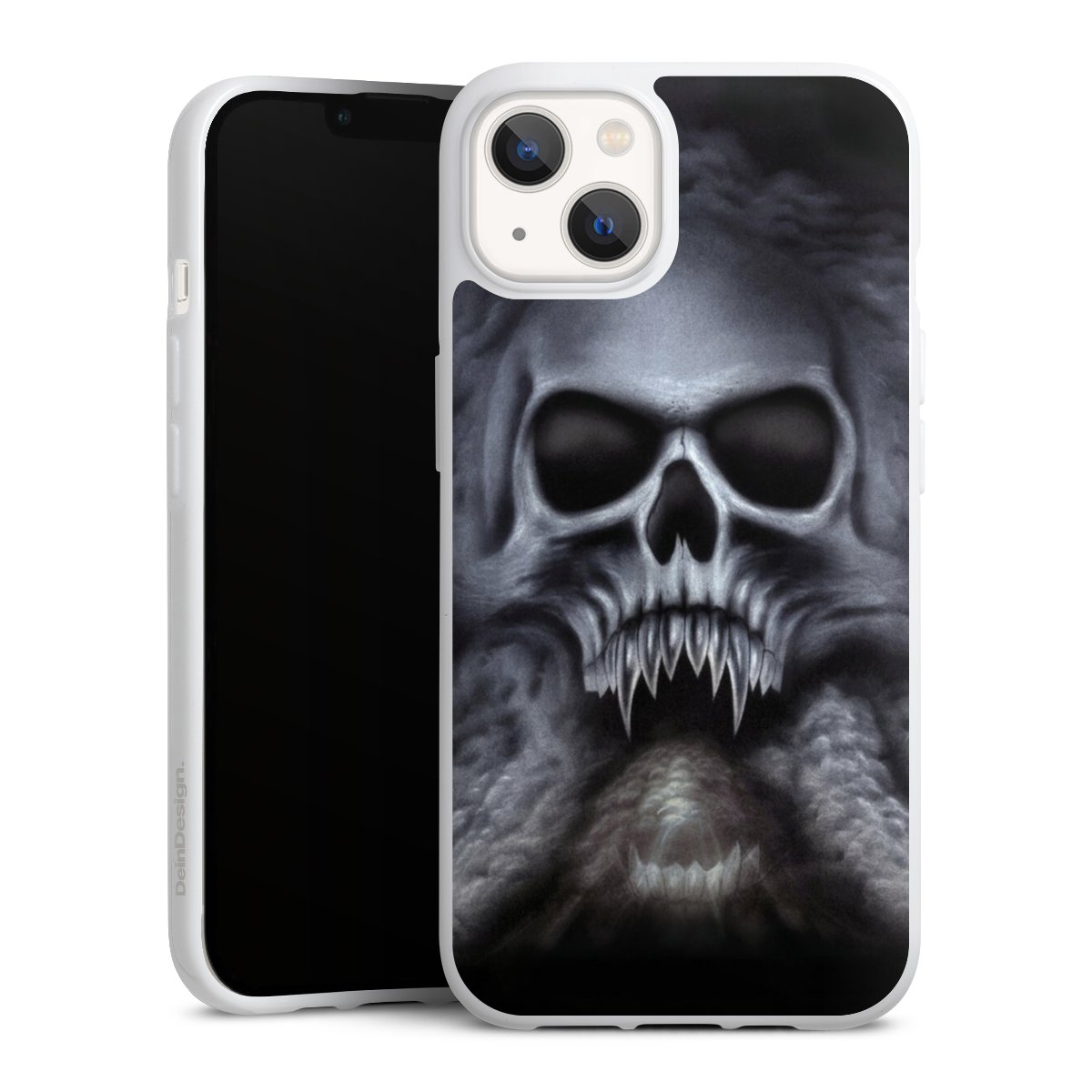 iPhone 13 Handy Silikon Hülle Case weiß Handyhülle Totenkopf Skull Silikon Case