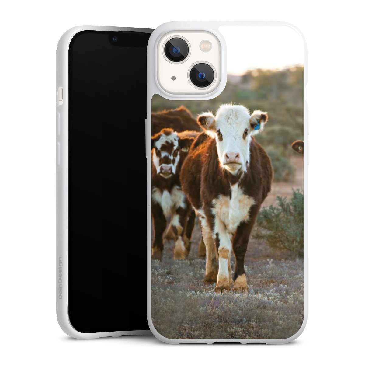 iPhone 13 Handy Silikon Hülle Case weiß Handyhülle Cow Farmer Calf Silikon Case