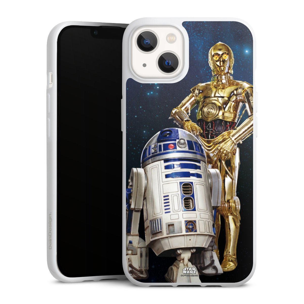 iPhone 13 Handy Silikon Hülle Case weiß Handyhülle Weltall Star Wars R2d2 Silikon Case