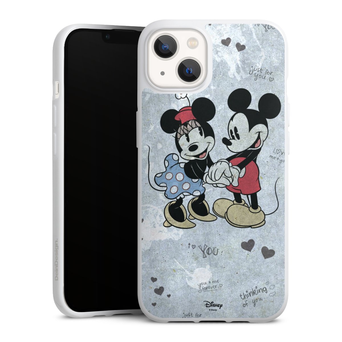 iPhone 13 Handy Silikon Hülle Case weiß Handyhülle Mickey & Minnie Mouse Vintage Disney Silikon Case