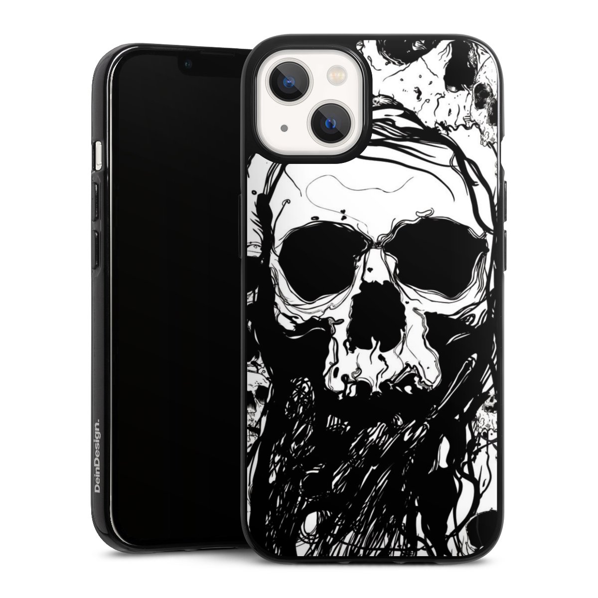 iPhone 13 Handy Silikon Hülle Case schwarz Handyhülle Totenkopf Halloween