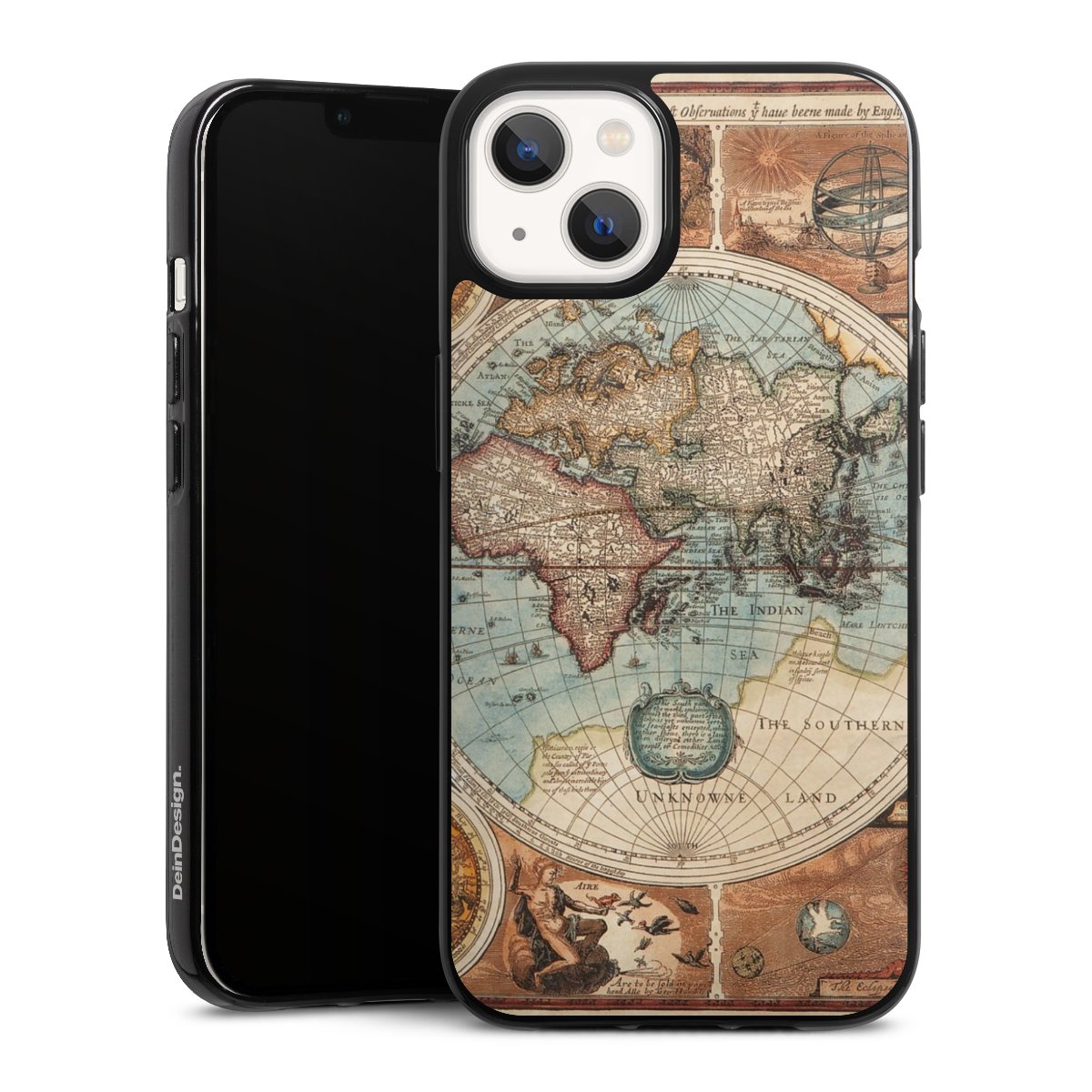 iPhone 13 Handy Silikon Hülle Case schwarz Handyhülle World Map Vintage Map