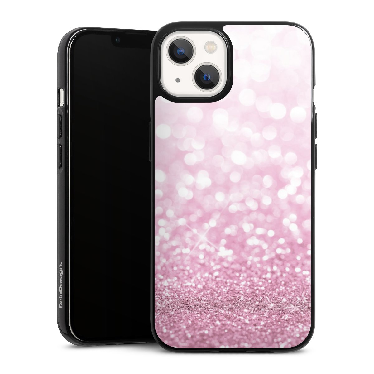 iPhone 13 Handy Silikon Hülle Case schwarz Handyhülle Glitzer Pink Shine