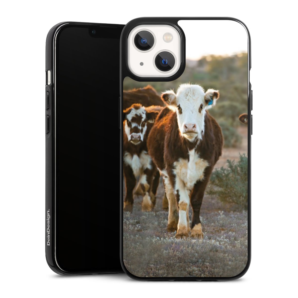 iPhone 13 Handy Silikon Hülle Case schwarz Handyhülle Cow Farmer Calf