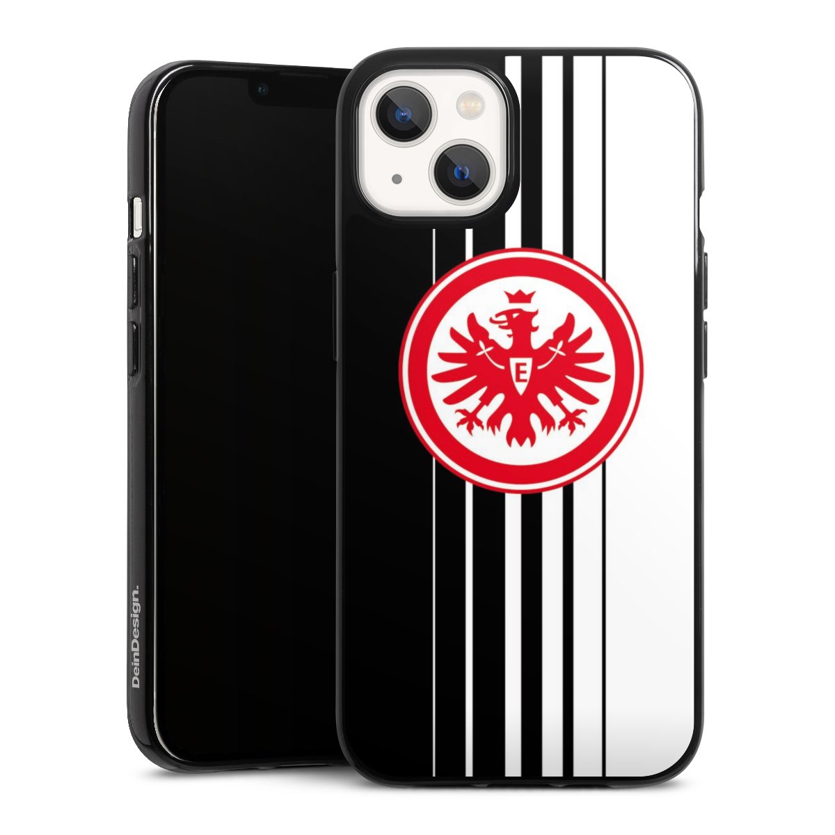 iPhone 13 Handy Silikon Hülle Case schwarz Handyhülle Stripes Eintracht Frankfurt Official Licensed Product