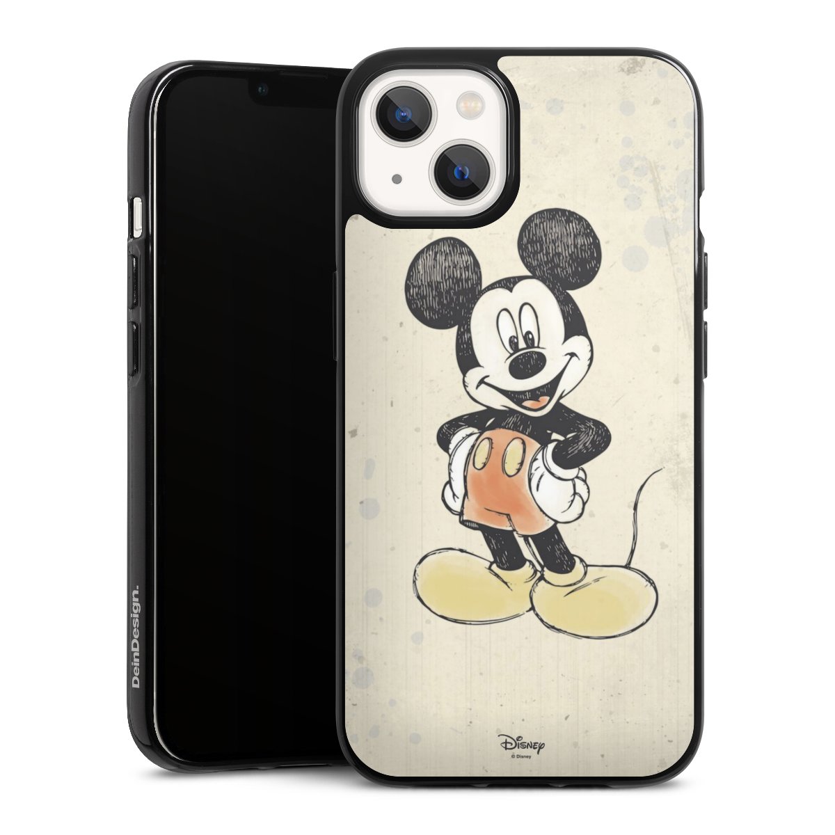 iPhone 13 Handy Silikon Hülle Case schwarz Handyhülle Water Colour Mickey & Minnie Mouse Official Licensed Product