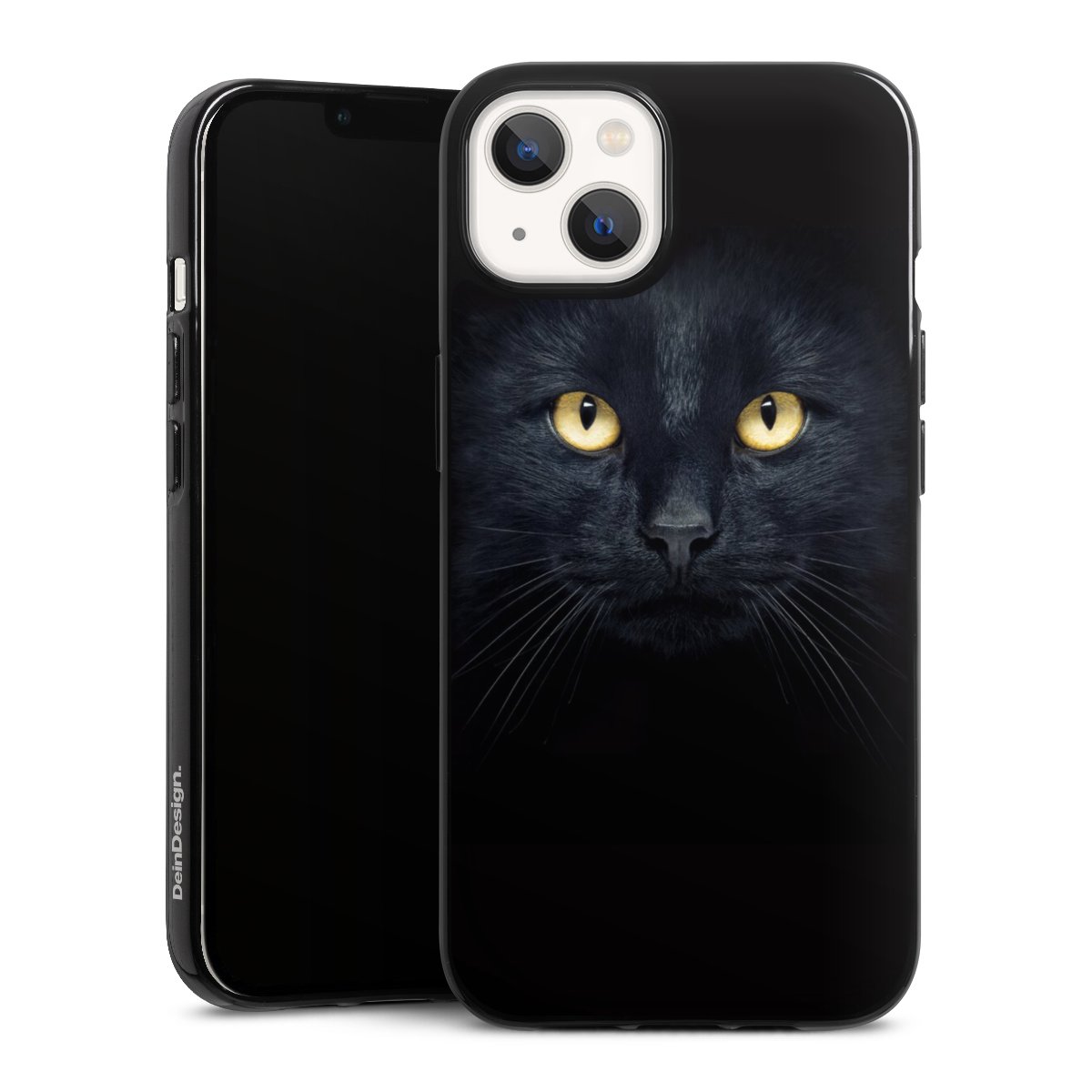 iPhone 13 Handy Silikon Hülle Case schwarz Handyhülle Eye Cat Black