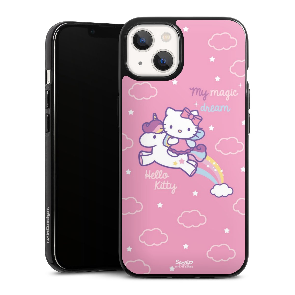 iPhone 13 Handy Silikon Hülle Case schwarz Handyhülle Einhorn Official Licensed Product Hello Kitty