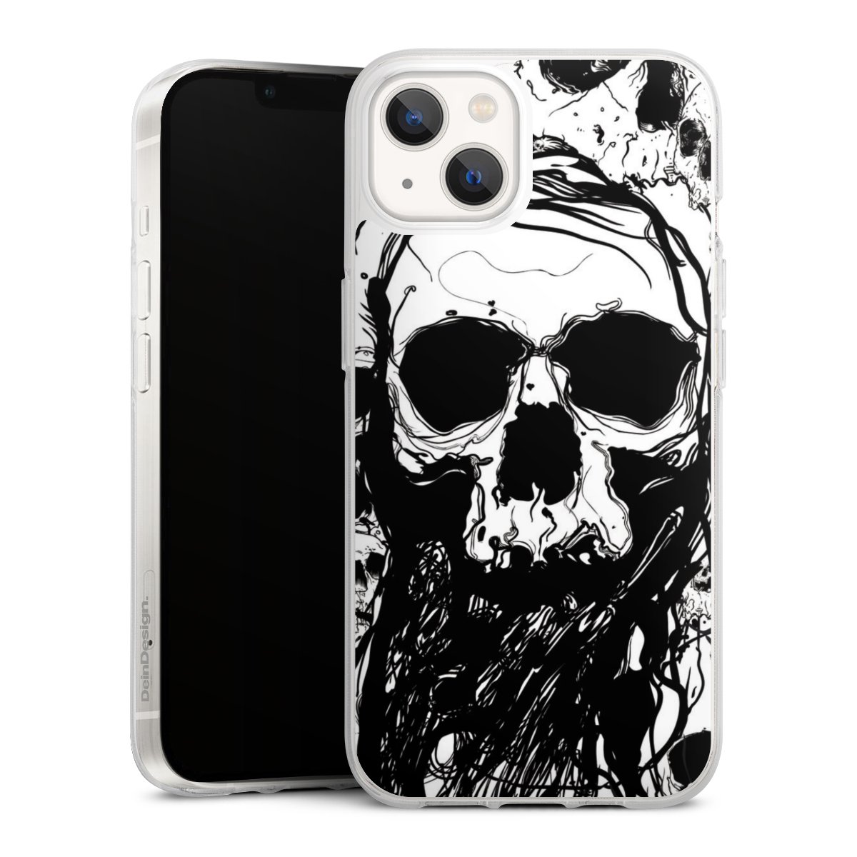 iPhone 13 Handy Silikon Hülle Case transparent Handyhülle Totenkopf Halloween Silikon Case