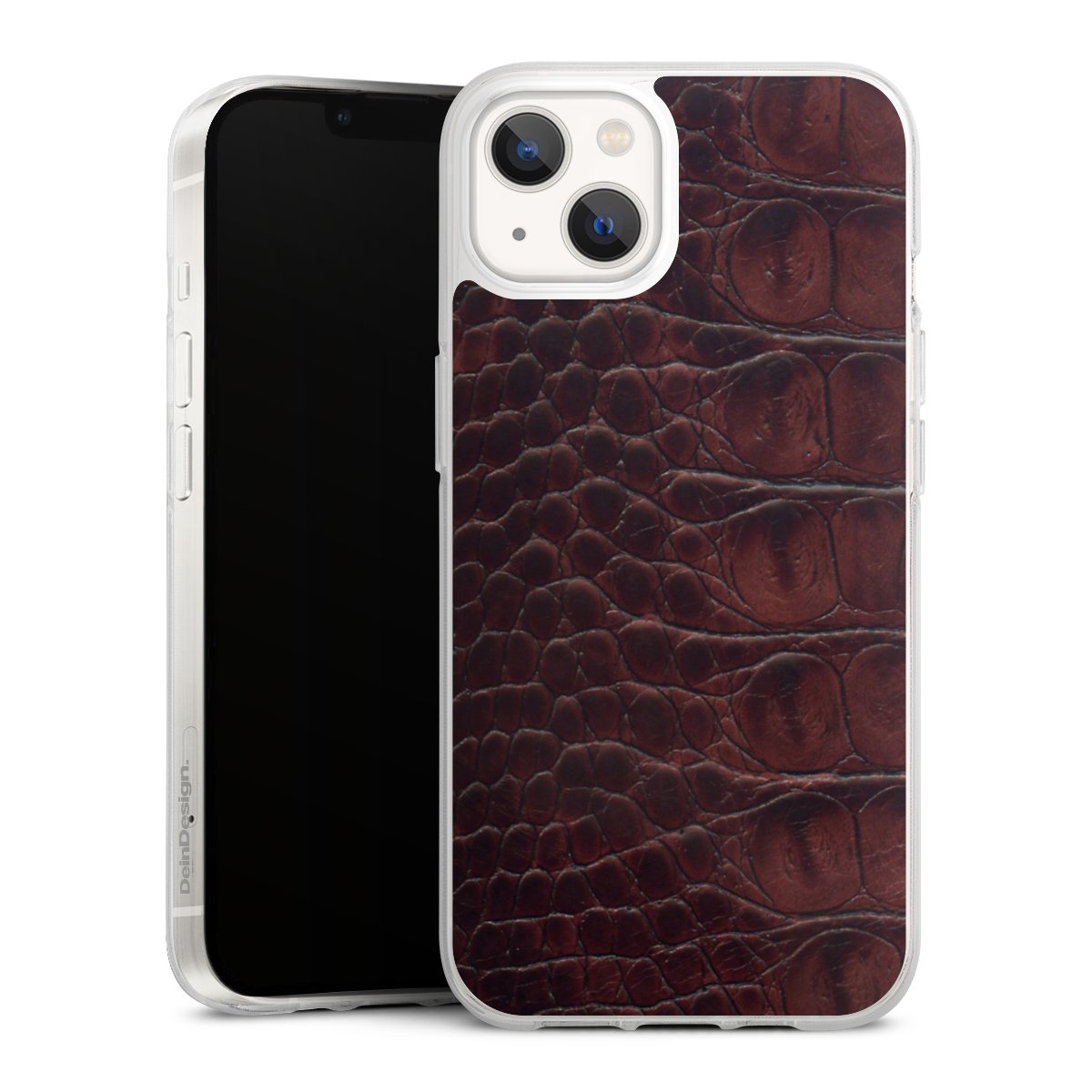 iPhone 13 Handy Silikon Hülle Case transparent Handyhülle Crocodile Animal Print Leather Silikon Case