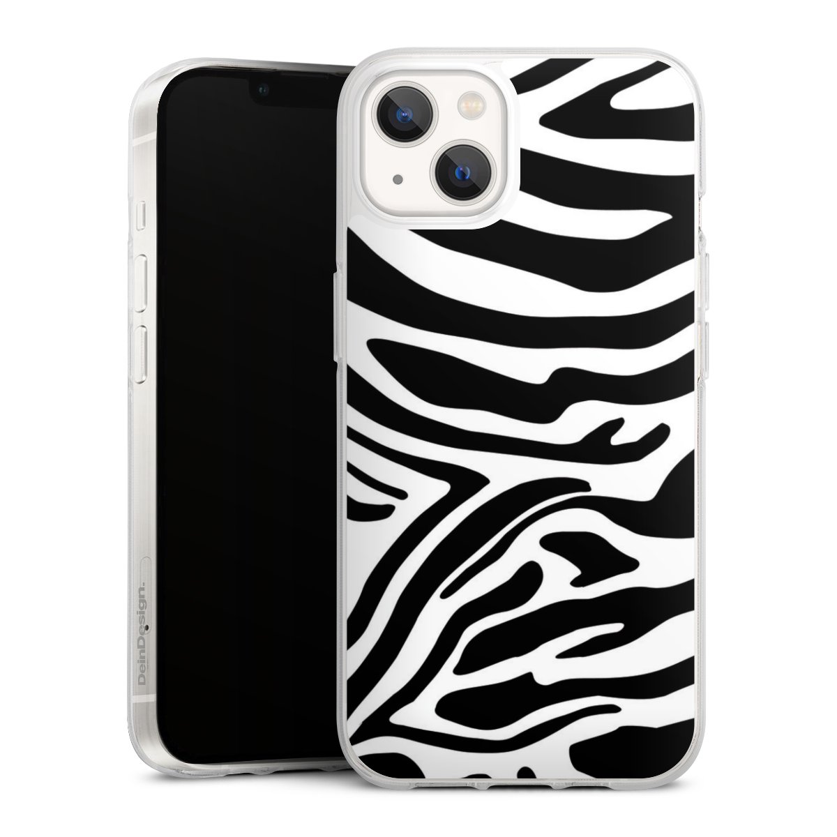 iPhone 13 Handy Silikon Hülle Case transparent Handyhülle Zebra Animal Look Animal Print Silikon Case