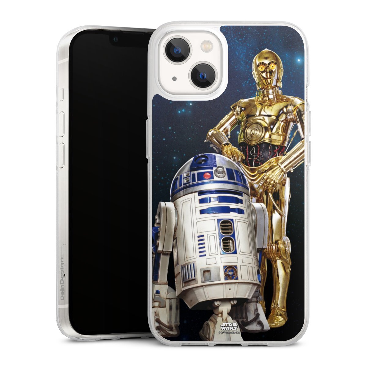 iPhone 13 Handy Silikon Hülle Case transparent Handyhülle Weltall Star Wars R2d2 Silikon Case